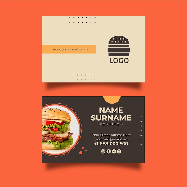 american food double-sided business card