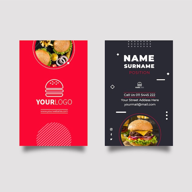 Vector american food double-sided business card