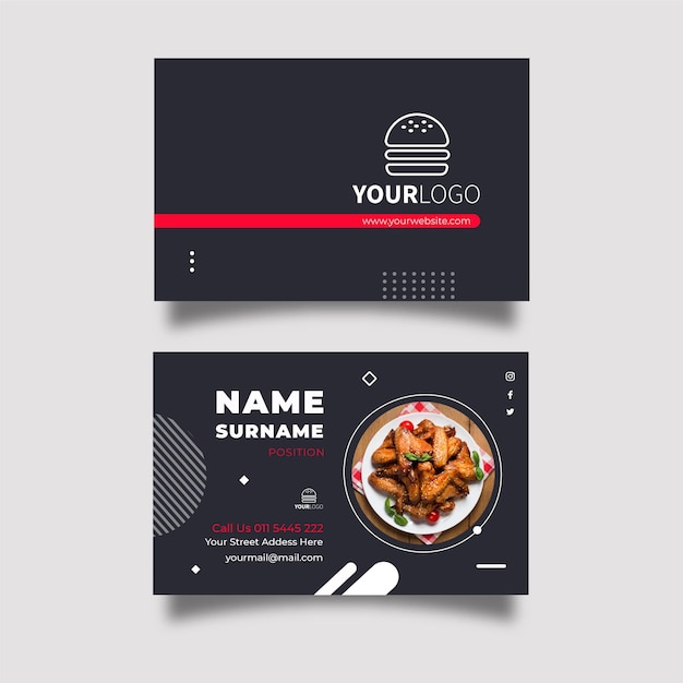 Vector american food horizontal business card