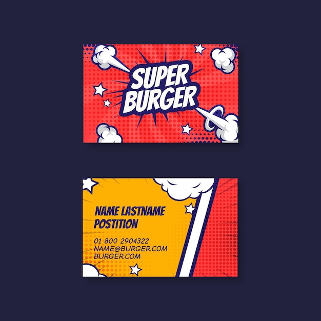 Vector american food horizontal double-sided businesscard template design