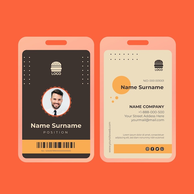 Vector american food id card