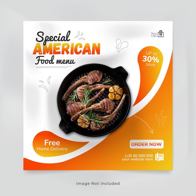 American food menu sociale media instagram post vierkante banner