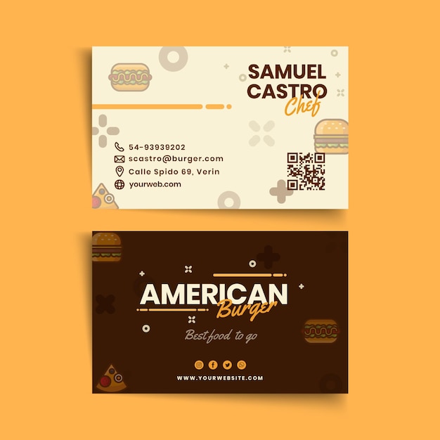 Vector american food pub business card template