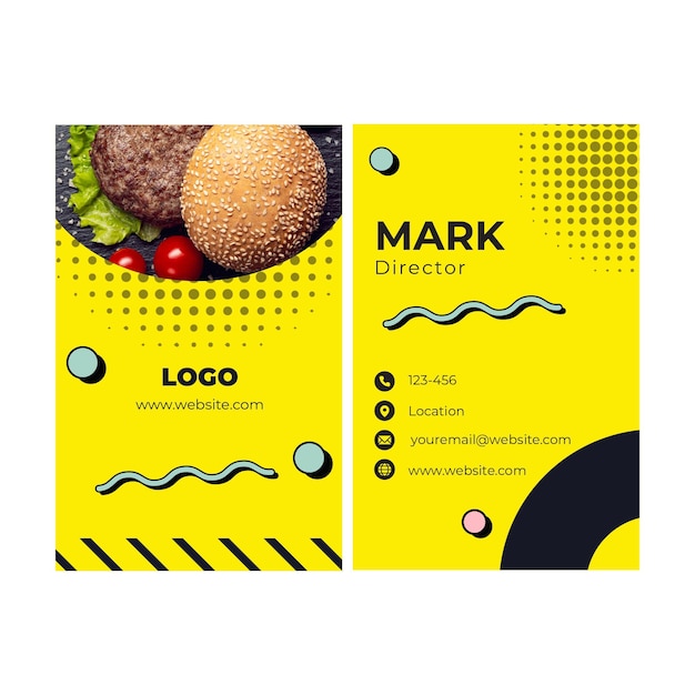 American food vertical business card template