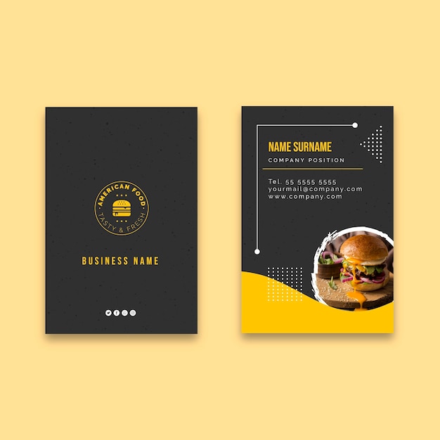 American food vertical business card