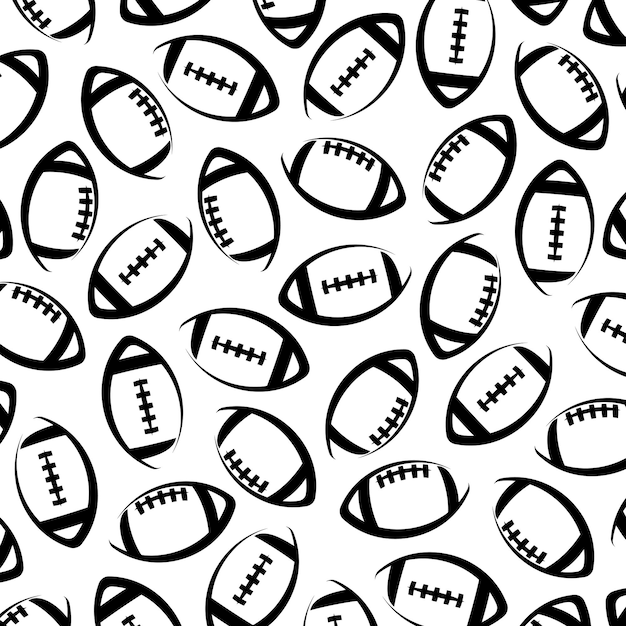 American football background pattern set Collection icons football Vector