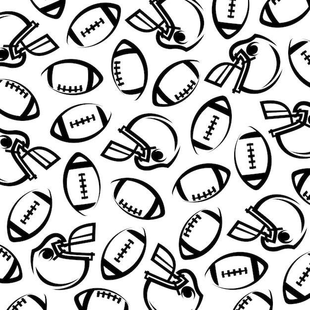 American football background pattern set collection icons football vector