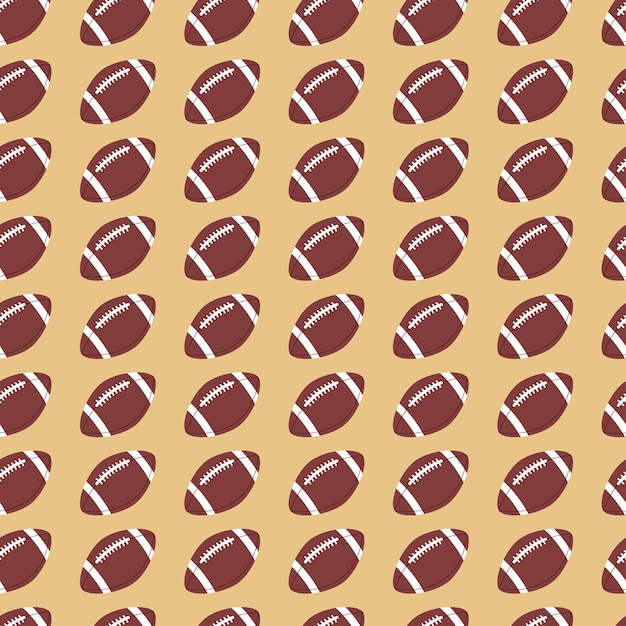 Vector american football background seamless sports pattern with oval brown balls for football game flat vector illustration