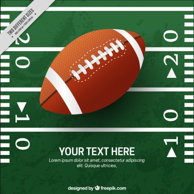 American football background with pitch and ball in realistic style