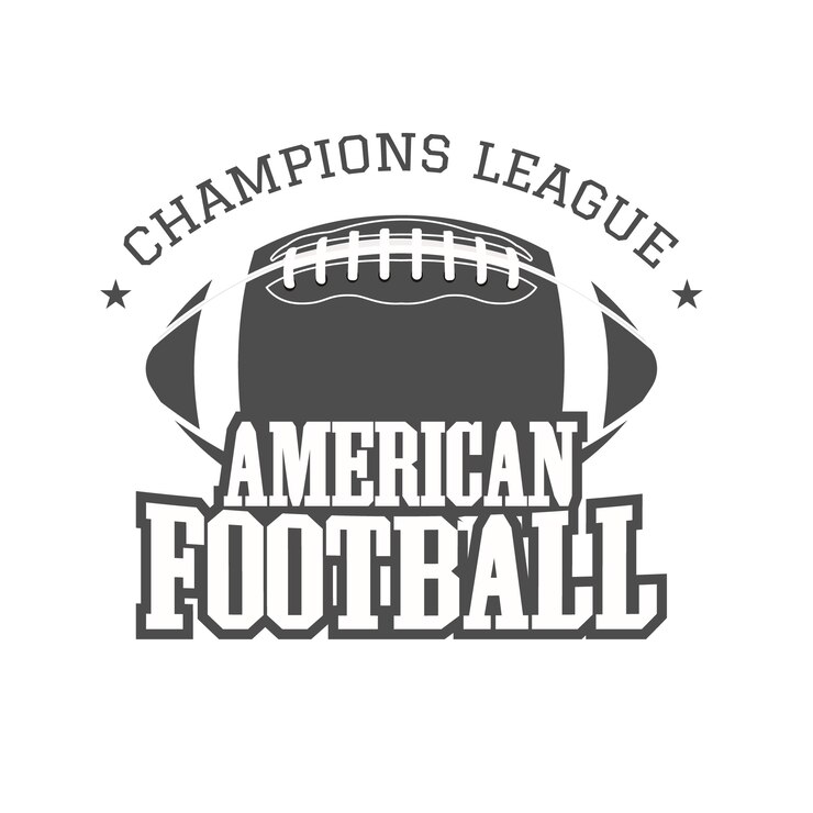 American football badge, logo, label, insignia in retro color style. Monochrome print isolated on a dark background.