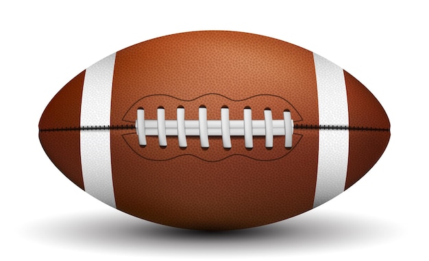 American football ball Leather football ball detailed illustration Sport equipment vector