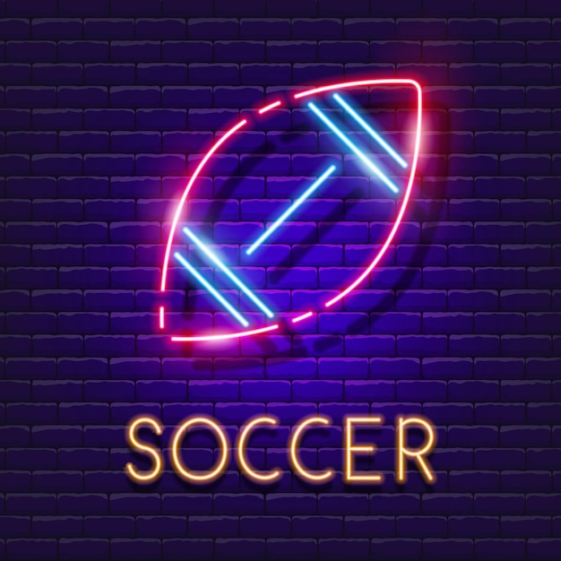 Icona al neon della palla di football americano illustrazione vettoriale per il design