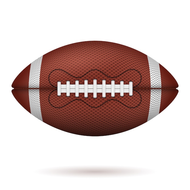 Vector american football ball. realistic icon. front view american rugby ball.   on white background