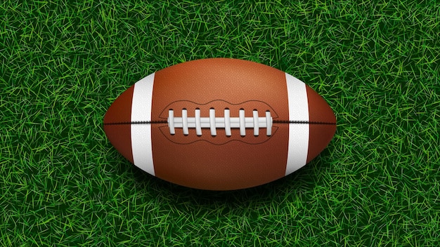 American football ball on stadium field green grass football\
ball illustration sport equipment