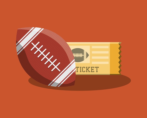 Vector american football ball and ticket