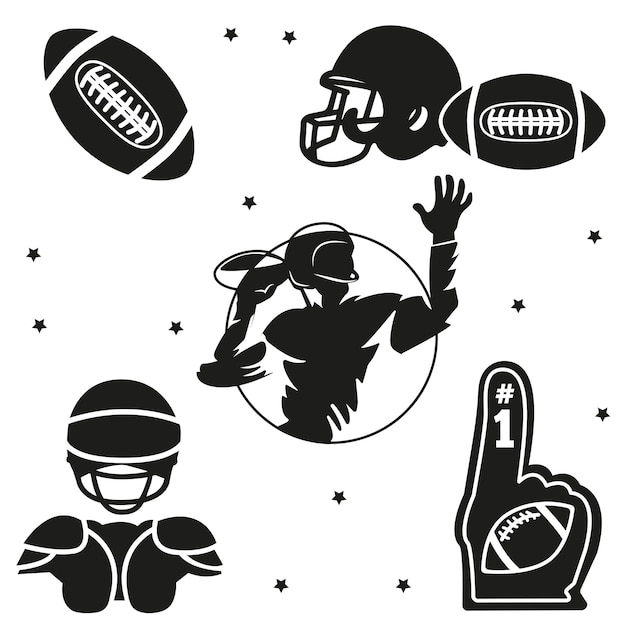 Vector american football_black silhouettes