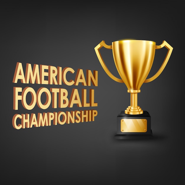 American football championship with gold trophy