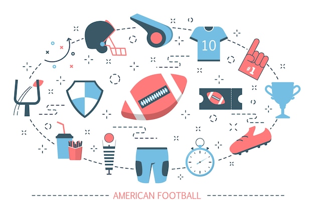 American football concept. sport game with oval ball