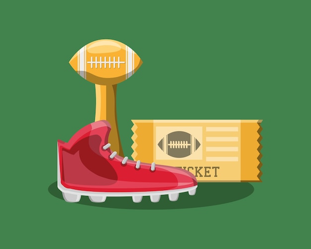 Vector american football design with cleats and trophy