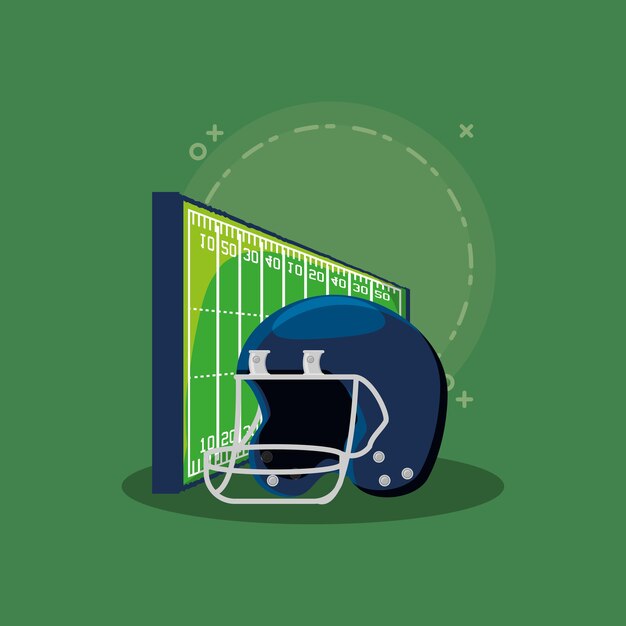 Vector american football design with helmet and field