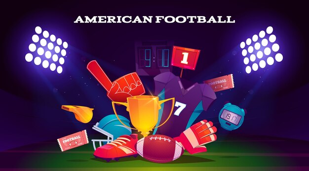 Illustrazione di elementi di football americano