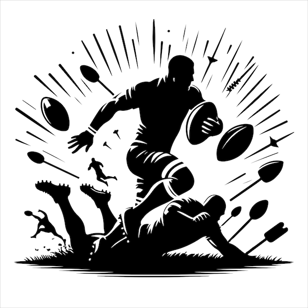 american football elements set silhouette vector rugby silhouette vector