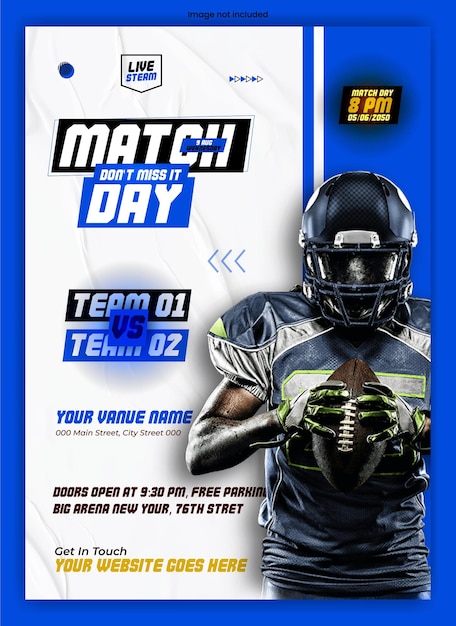 American football en voetbal evenement premium vector Flyer poster en Pamphlet Template Design