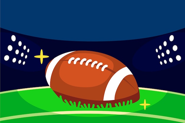 Vector american football field and ball illustrated