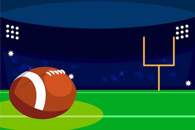 Vector american football field and ball