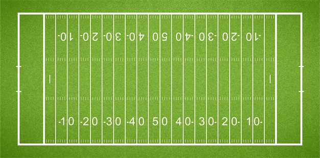 Vector american football field sports stadium ground with green grass texture and frame vector illustration