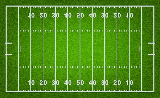 Campo di football americano con trama di erba.