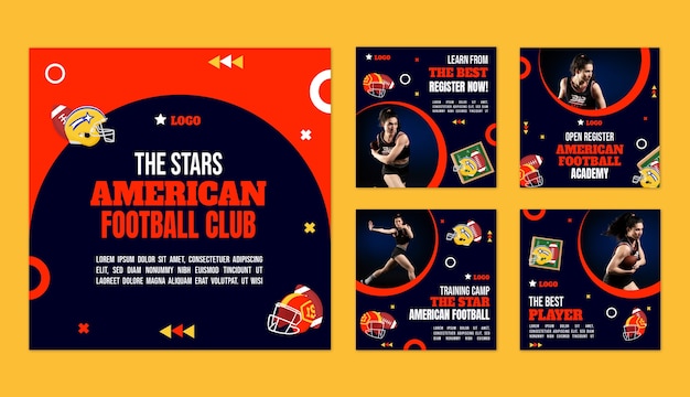 Vector american football flat ig posts