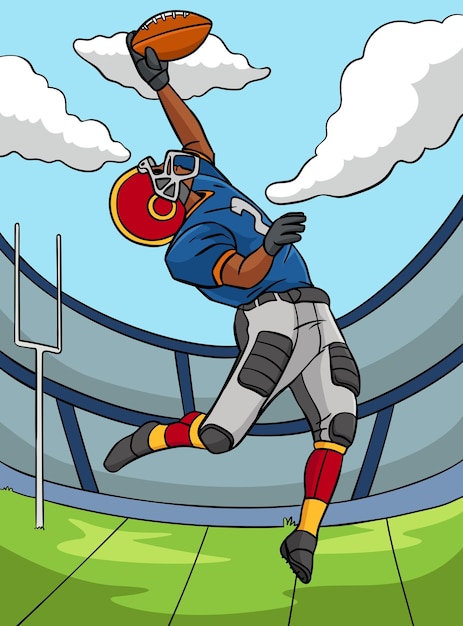 American Football Gekleurde Cartoon Illustratie