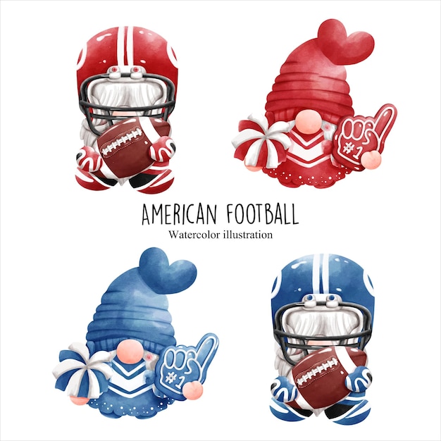 Vector american football gnome vector illustration