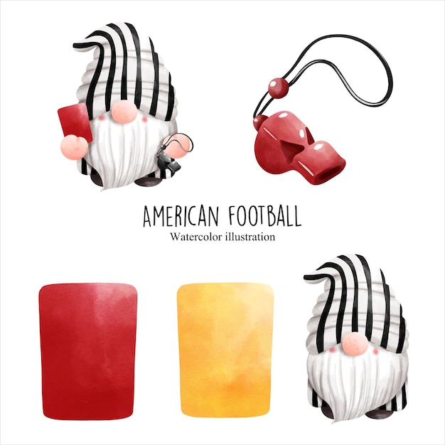 American football gnome vector illustration