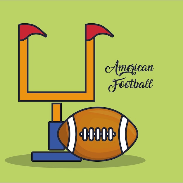 American football goal post and ball