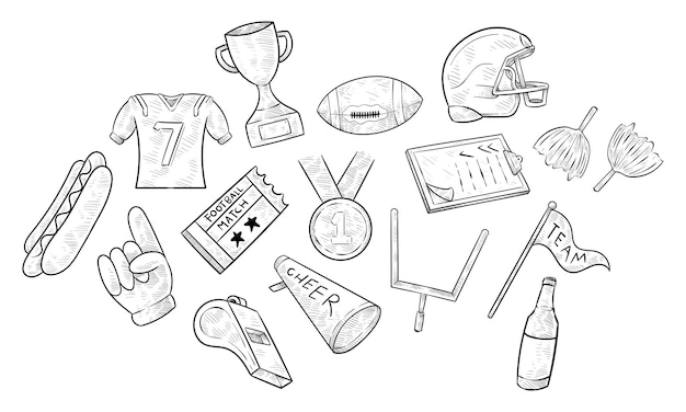 Vector american football handdrawn collection