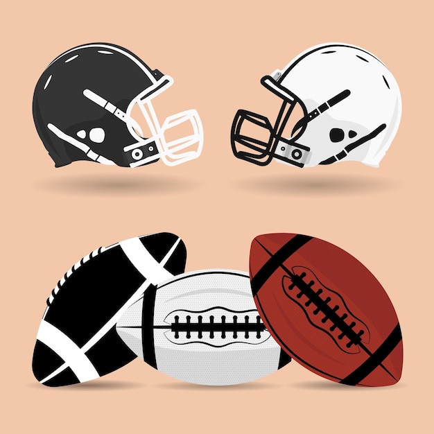 Disegno vettoriale di football americano e casco