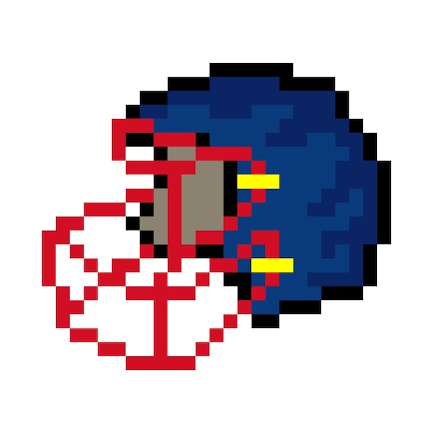 American football helmet with pixel art design