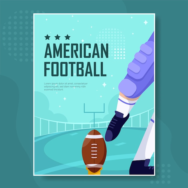 American Football Illustration Poster with Rugby Player.