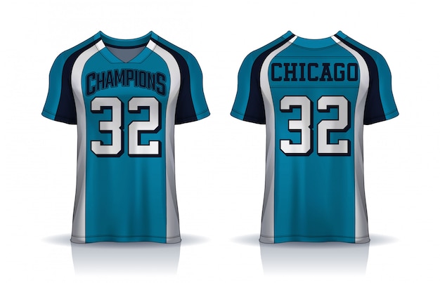 Vector american football jersey, t-shirt sport design template.uniform front and back view.