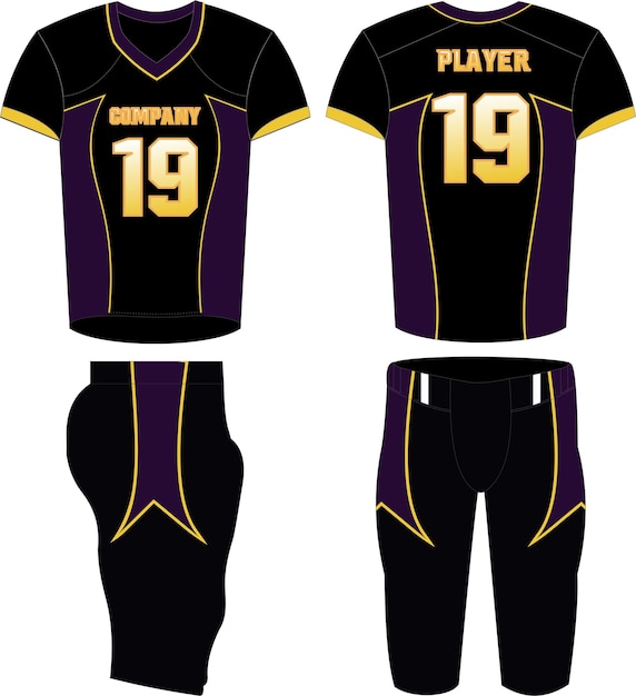 Vector american football jersey,t-shirt sport design template.uniform front and back view