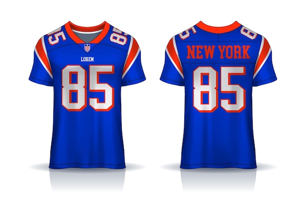 Vector american football jerseytshirt sport design templateuniform front and back view