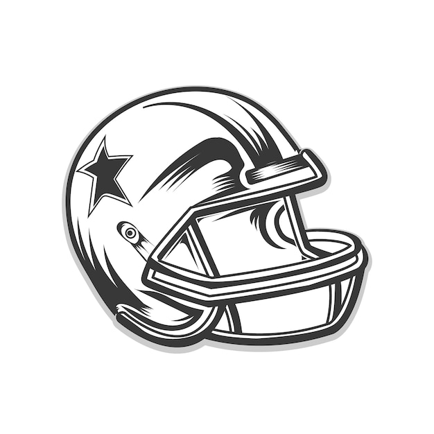 Vector american football lineman helmet vector design black and white