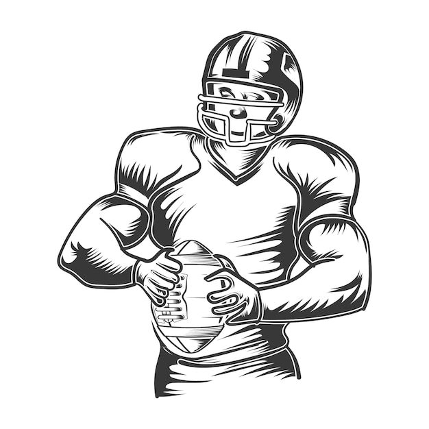 Vector american football lineman holding a football with play style vector design