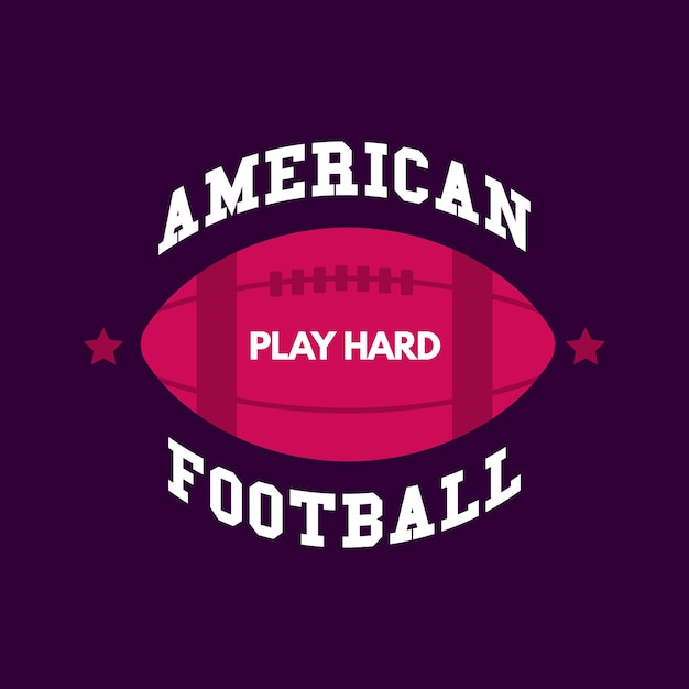 American football logo sjabloon met bal Rugby badge graphics geïsoleerd op donkere achtergrond Sport labelontwerp Stock vector illustratie