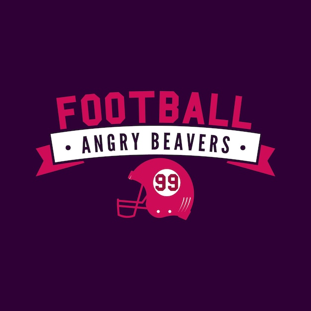 Vector american football logo templateangry beavers rugby badge graphics isolated on dark background sports label design stock vector illustration