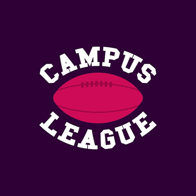 Modello del logo del football americanocampus league grafica del badge rugby isolata su sfondo scuro progettazione di etichette sportive illustrazione vettoriale stock