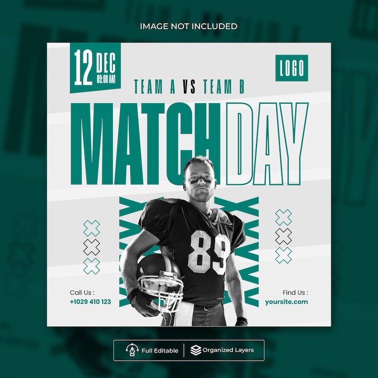 Vector american football match social media post template