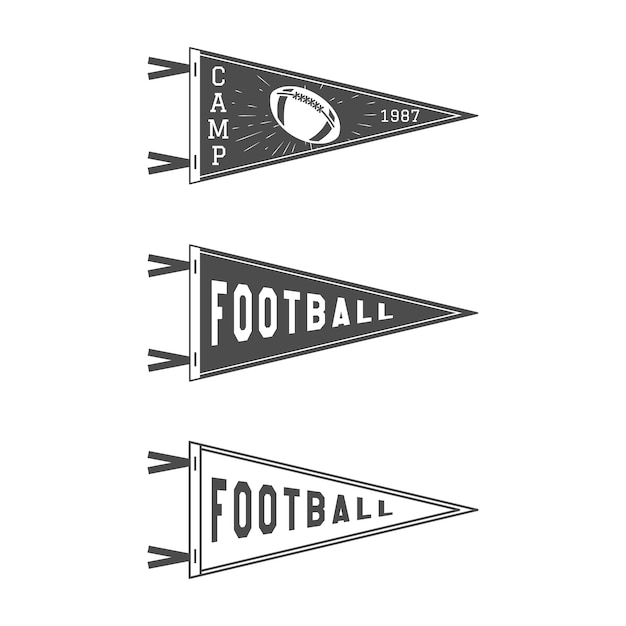 Vector american football pennant flags set. stock isolated